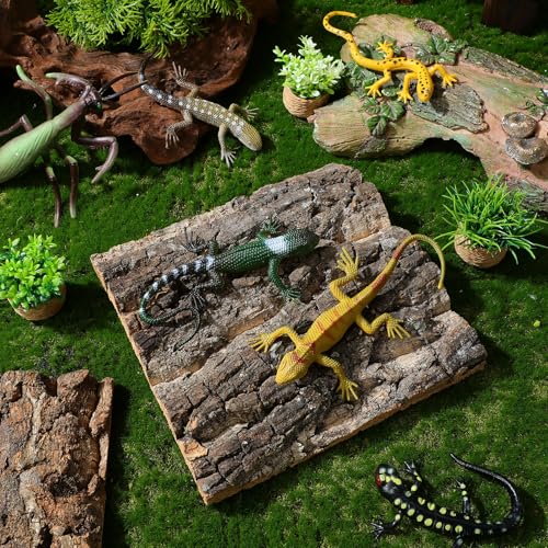 Alipis Cork Bark: 4pcs Natural Tree Bark Flats - Cork Terrarium Background Reptile Climbing Platform for Gecko Lizard Frog Bearded Dragon Climbing Wall Accessory