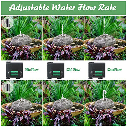 Saillong Bird Bath Water Fountain with Electric Pump, Granite Air Pump Rock for Bird, Rock Waterfall Fountain, Feeder, Aquariums, Fish Tank(Gray) - color: Gray
