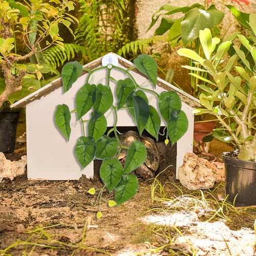 DOITOOL Artificial Reptile Climbing Plants and Fake Hanging Vines with Suction Cup for Turtle Tank Accessories Terrarium Decoration Habitat Ornament for Reptiles