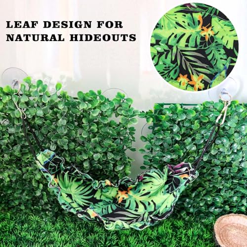 Gecko Tank Accessories, Reptile Hammock with Elastic Rope and Suction Cups, Terrarium Accessories for Crested Gecko, Leopard Gecko, Little Snake