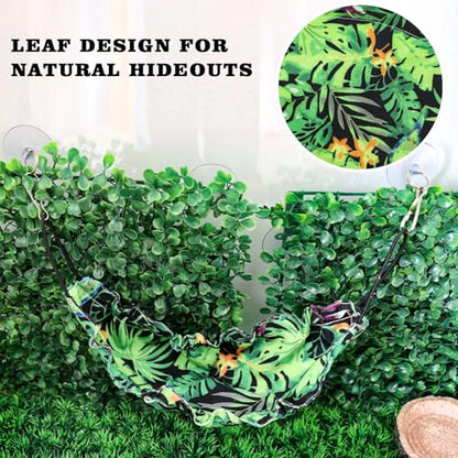 Gecko Tank Accessories, Reptile Hammock with Elastic Rope and Suction Cups, Terrarium Accessories for Crested Gecko, Leopard Gecko, Little Snake