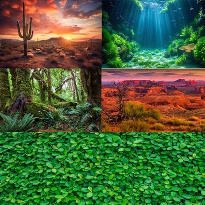 Desert Reptile Tank Background Evening Light on Rocks Terrarium Background Sunset Desert Rocky Bush Thorns Reptile Enclosure Backgrounds Desert Gobi Bearded Dragon Tank Aquarium Backgrounds 24x12in - color: Gobi Gold, size: 24(W)x12(H)inches/ 60(W)*30cm(H