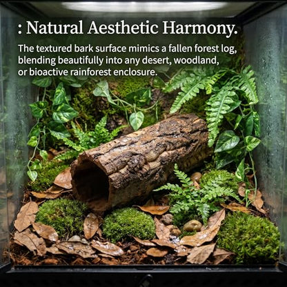 Tree Trunk Reptile Hide Cave, Reptile & Hibian Wood Habitat Hideouts Artificial Cork Bark Tube Small Log Climbing Hidedecorative Terrarium Accessories for Gecko Hermit Crabs Frog Snake, 7. 8"