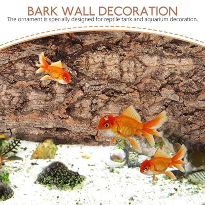 POPETPOP Terrarium Bark Background 3-Pack Natural Cork Aquarium Decor Reptile Tank Accessory 7.87X3.93X0.47In Reusable Bark Wall for Bearded Dragon Fish Tank Background