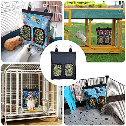 Guinea Pig Hay Feeder, Hanging Rabbit Hay Feeder Bag for Guinea Pigs Bunnies Chinchillas. Blue - color: Blue