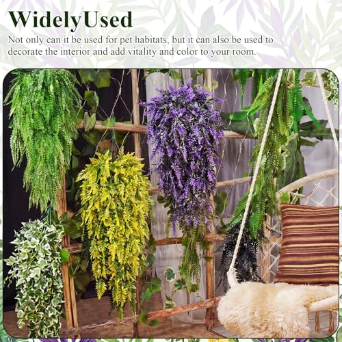 Suncalla 8 Pack Reptile Plants Terrarium Hanging Plant Vine Boston Climbing Terrarium Plant with Suction Cup for Bearded Dragons Lizard Crested Gecko Snake Crab Tank(Bright Series,5 Colors) - style: Bright Series