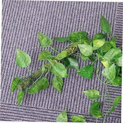 Sosoport 3pc Bendable Jungle Vines Decor for Reptile Habitat Flexible Artificial Leaf Vines with Cups for Lizards Snakes Frogs and More for Terrariums and Aquariums