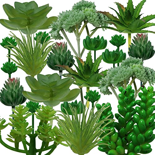 Succulents Plants Artificial, 22pcs Green Fake Succulents, Mini Faux Succulents for DIY Crafting Home Terrarium Floral Wall Garden Arrangement Office Decoration (Unpotted) - color: Green Succulents 22pcs