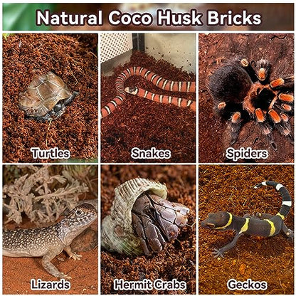 Legigo 4 Pack Coconut Fiber Substrate, Natural Coco Coir Bedding for Reptiles Turtles, Tortoises, Snake, Hermit Crab, Gecko, Lizard, Bioactive Terrarium Soil for Humidity Control and Plant Substrate - color: 4 Pack