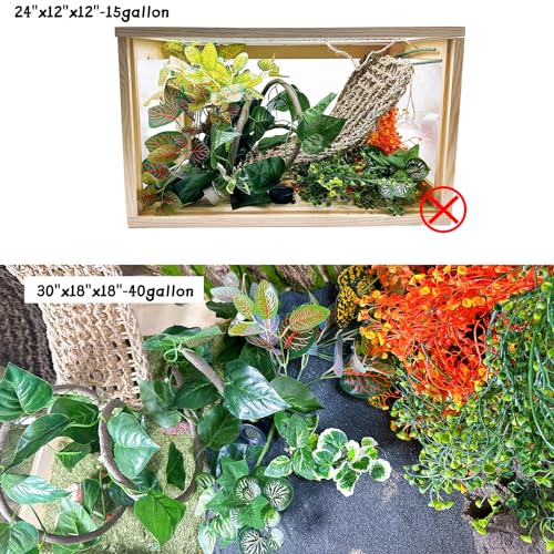 Tfwadmx 15Pcs Bearded Dragon Tank Accessories, Reptile Plants, Reptile Hammock, Lizard Habitat Decor with Terrarium Plants Hygrometer for Geckos Snakes Chameleons