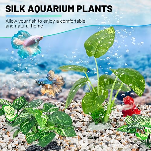 MyLifeUNIT Betta Fish Tank Decor, 10 Pack Silk Aquarium Plants for Aquarium Decoration and Fish Tank Decoration