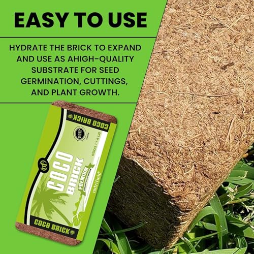 Coco Coir Brick Organic Coconut Coir 650 Gram Coco Fiber Compressed Block Low EC Pre Buffered w/Calcium RHP Quality Pot Soil Indoor Outdoor Flower/Vegetable Garden Seed Starter Micro Greens - 1.4 lbs