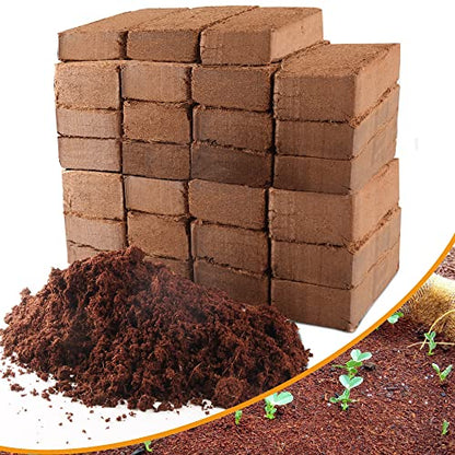 Coco Coir Brick for Plants- 27 Pack Coconut Coir Bricks Premium 100% Organic Peat Moss Mix with Low EC & pH Balance, Fiber Coconut Husk for Planting, Gardening, Potting Soil Substrate - size: 27Pack