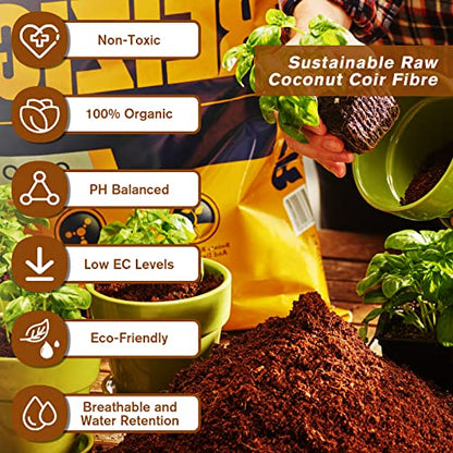 Legigo Pack of 10 Organic Coco Coir Bricks- 100% Natural Compressed Coco Peat Brick Coconut Fiber Substrate with Low EC&pH Balance, Plant Soil Enhance Root Growth for Herbs, Flowers, House Plants - color: Pack of 10