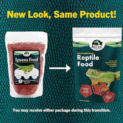 Mozaic Premium Herbivorous Reptile Food - 14 oz Bag - Small 1/8" Pellets for Iguanas, Bearded Dragons, Uromastyx, & Juvenile Tortoises - Complete Formulated Diet with Essential Amino Acids & Nutrients - size: 14 Ounce (Pack of 1)