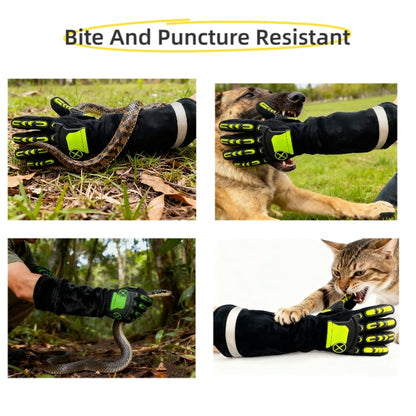Bite-Proof Animal Handling Gloves - Snake/Dog/Cat Bite Resistant, Impact Protection, Extended Wrist Safety Gauntlets