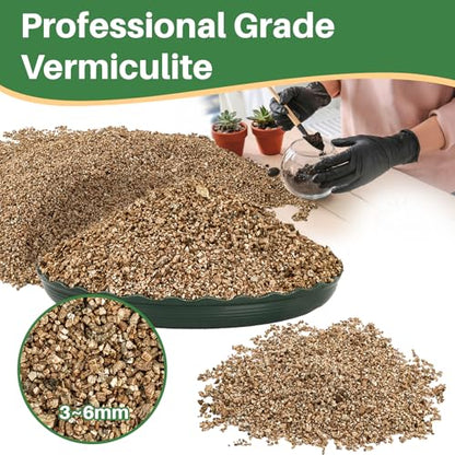 Sukh 14.6OZ Vermiculite - Organic Vermiculite for Gardening Plants Fine Horticultural Soil Amendments Bulk Additive Perfect Potted and Garden Professional Grade 3-6mm - size: 3-6MM