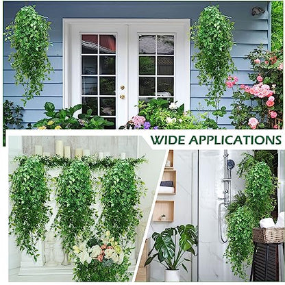 Hoteam 12 Pcs Artificial Hanging Plants 32 Inch Fake Ivy Vines with Fake Leaves Patio Artificial Plants Greenery for Living Room Indoor Outdoor Wall, No Basket (Vine) - color: Vine