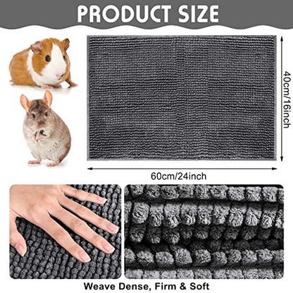 Amylove 4 Pcs Guinea Pig Cage Liner 16 x 24 Inch Washable Chenille Pee Pads Pet Dog Cat Bedding Training Mat Reusable for Small Animals Puppy Bunny Hamster Chinchilla - color: Dark Gray, size: 16 x 24 Inch, style: Low Pile Chenille