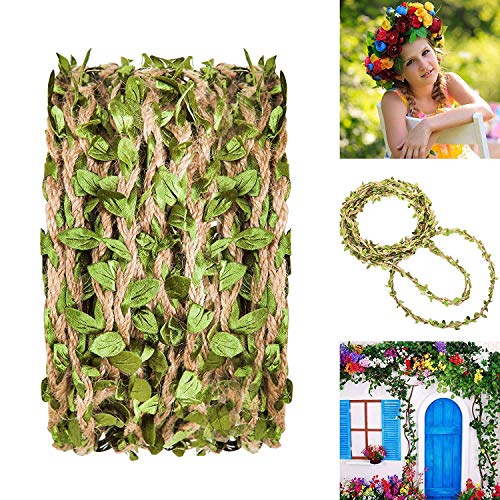 132 Ft Boho Eucalyptus Vines with Twine, Artificial Eucalyptus Leaf Spring Greenery with Hemp Rope for Baby Shower Home Wall Garden Wedding Party Wreaths DIY Craft Decorations - size: 132 ft with twine