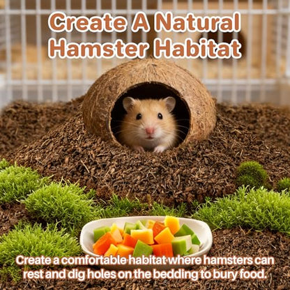 Sukh Natural Coconut Husk Bedding for Hamsters - Organic Coco Coir Substrate, Burrowing Friendly Small Animal Litter with Odor Control for Syrian Dwarf Hamsters, Gerbils, Degus & Reptiles