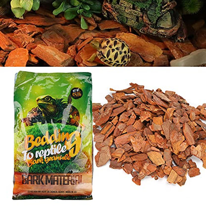 flexman 1Bag Reptile Bark Chips, 650g Forest Terrain Bark Fine Chips Bedding Brick for Lizards Tortoises Snakes Geckos Frogs (Brown) - size: Large particles