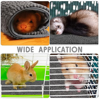 Amylove 4 Pcs Guinea Pig Cage Liner 12 x 12 Inch Washable Chenille Pee Pads Pet Dog Cat Bedding Training Mat Reusable for Small Animals Puppy Bunny Hamster Chinchilla - color: Dark Gray, size: 12 x 12 Inch, style: Low Pile Chenille