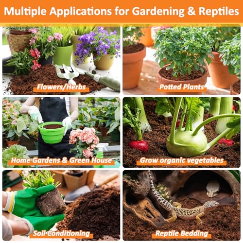 Legigo 2 QT Horticultural Charcoal & 4 Pack Organic Coco Coir Bricks- Soil Amendment Plant Potting Mix, Ideal for Orchids, Succulents, Terrariums, Indoor & Outdoor Gardening