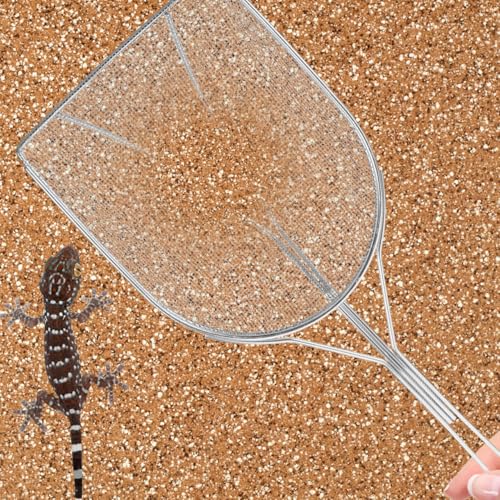 Ipetboom Stainless Steel Reptile Sand Scoop - 17.71 Inch Fine Mesh Litter Shovel for Tortoise Lizard Gecko and Small Animals Cleaning