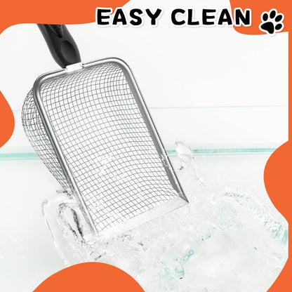Cat Litter Scoop,Sturdy Litter Cleaner Corner Shovel,Stainless Steel Mesh Litter Shovel,Easy to Clean Reptile Terrarium Sand Waste,Beach Shovel(Black) - color: Black