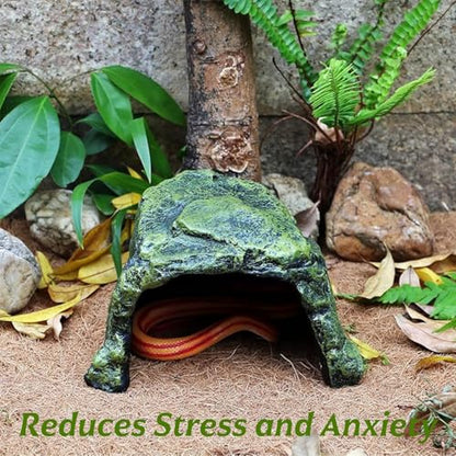 Reptile Hides and Caves, Reptile Tank Accessories, Tortoise Habitat, Resin Bearded Dragon Hideout Turtle House for Turtle Bearded Dragon Gecko Snakes Chameleon Frogs Fish
