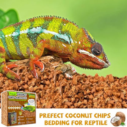 Legigo 10LBS Coconut Chip Substrate for Reptiles, 72QT Natural Coco Husk Chip Reptiles Bedding, Compressed Coconut Chip Substrate for Snake, Tortoise, Ball Python, Gecko, Lizard Terrarium Tanks - color: 1 Pack-10LBS
