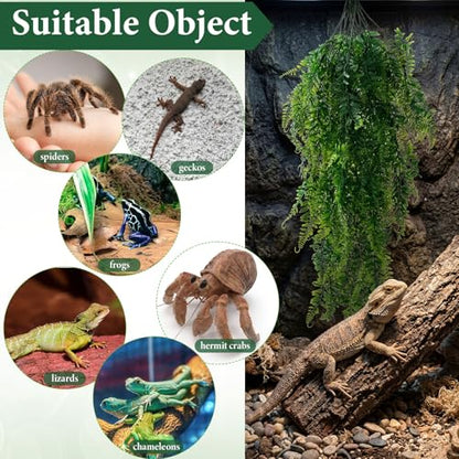 Suncalla 12 Pcs Reptile Plants Terrarium Hanging Plant Vines Artificial Leaves with Suction Cups Climbing Foliage for Bearded Dragon Lizard Gecko Snake Tank Accessories Decor(Petite Leaf Series) - style: Petite Leaf Series