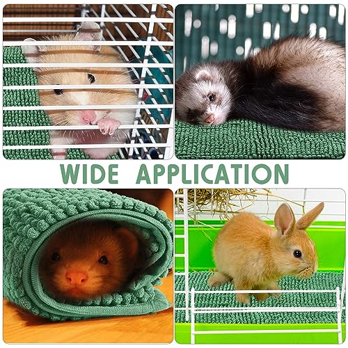 Amylove 4 Pcs Guinea Pig Cage Liner 16 x 24 Inch Washable Chenille Pee Pads Pet Dog Cat Bedding Training Mat Reusable for Small Animals Puppy Bunny Hamster Chinchilla - color: Dark Green, size: 16 x 24 Inch, style: Low Pile Chenille