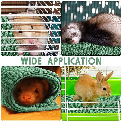 Amylove 4 Pcs Guinea Pig Cage Liner 16 x 24 Inch Washable Chenille Pee Pads Pet Dog Cat Bedding Training Mat Reusable for Small Animals Puppy Bunny Hamster Chinchilla - color: Dark Green, size: 16 x 24 Inch, style: Low Pile Chenille