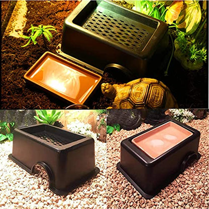 Hamiledyi Reptile Hide Box Gecko Hideout Cave with Sink Humidifier and Extra Large Tortoise Hide 20"x 11.8" Wooden Reptile Hides Large Snake Hide for Ball Python Bearded Dragon Chameleon Lizard