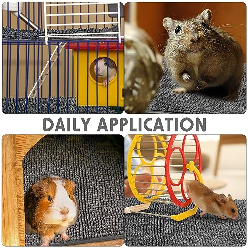 Amylove 4 Pcs Guinea Pig Cage Liner 12 x 12 Inch Washable Chenille Pee Pads Pet Dog Cat Bedding Training Mat Reusable for Small Animals Puppy Bunny Hamster Chinchilla - color: Dark Gray, size: 12 x 12 Inch, style: Low Pile Chenille