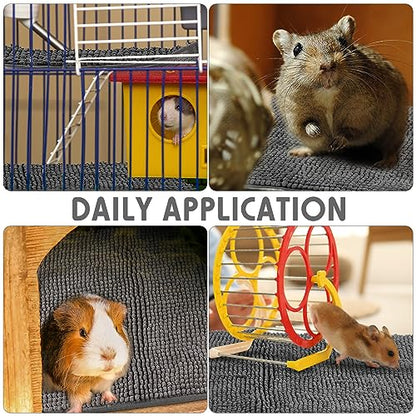 Amylove 4 Pcs Guinea Pig Cage Liner 12 x 12 Inch Washable Chenille Pee Pads Pet Dog Cat Bedding Training Mat Reusable for Small Animals Puppy Bunny Hamster Chinchilla - color: Dark Gray, size: 12 x 12 Inch, style: Low Pile Chenille