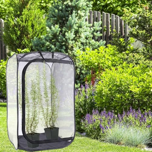 Mesh Plant Enclosure Pop-Up Cage Plant Protection Tent, 24”x 24”x 36” Mesh Plant Cover Grow Tent Plant Cover for Fruit, Vegetables, Pests, Bird and Pest Protection Guard for Flowers and Herbs