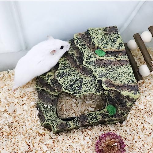Oooct Hermit Crab Hideout, Resin Simulation Stone Reptile Cave Hideout, Hermit Crab Climbing Toys, Terrarium Habitat Decor for Lizard Spider Aquarium Fish Gecko Bearded Dragon - size: Small-5.5x4.7x4 Inch