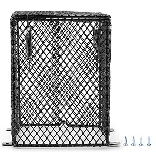 Square Reptile Heater Guard – Durable Metal Mesh Lamp Cover for Ceramic Bulbs, Anti-Scald Heat Lamp Light Cage Protector for Reptile Turtle Snakes Lizards Frogs(5.1 * 6.5inch)
