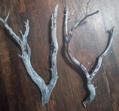 2 Pieces Natural Manzanita Ghostwood Branches - 18-20 Inches - Assorted Decorative Driftwood for Aquarium, Terrarium, and Home Decor