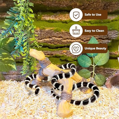 Tfwadmx Snake Climbing Branch, Reptile Climbing Decor Resin Reptile Climbing Wood Branches, Gecko Tank Branches Decor for Lizards, Tarantulas, Hermit Crab, Frogs - size: 7.3x6.1x4.7IN | Rack Branch