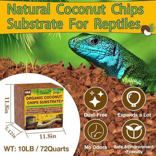 Halatool 10 LBS Coconut Husk Chips for Reptiles, 72QT Compressed Coco Chips Substrate for Snakes Tortoises Geckos Lizards Hermit Crab Ball Python - color: 10LB-1pack