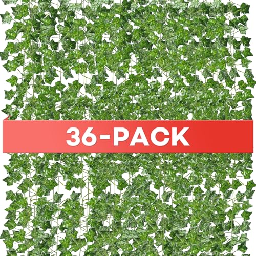 Alotiki Fake Vines, 36 Pack 252 Feet Artificial Ivy Garland Vines for Bedroom Decor, Hanging Vines for Party Wedding Christmas Decoration,Fake Leaves for Outdoor Patio Garden - size: 36