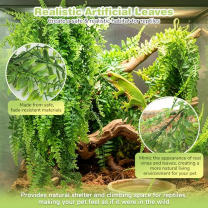 PINVNBY Reptile Plants Hanging Fake Vines Boston Climbing Terrarium Plant with Suction Cup for Bearded Dragons Lizards Geckos Snake Pets Hermit Crab and Tank Habitat Decorations (6 Pack) - size: 6PCS