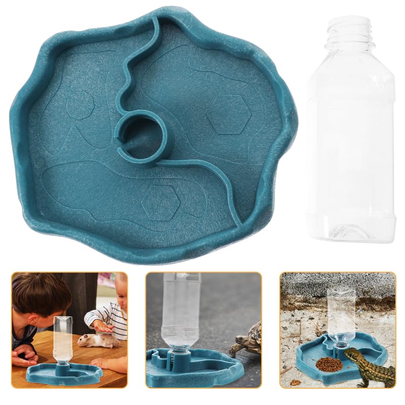 Terrarium Bowls Reptile Water Dish Tortoise Water Bowl Reptile Feeding Dish Refilling Reptile Turtle Food Water Automatic Feeders Waterer Dispenser Bottle Feeding Dish for Lizard Chameleon
