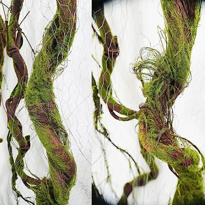 74.8" Thick Fake Tree Trunk Branches Wall Moss Twig Hanging Vine | Large Cherry Blossom Artificial Room Ceiling Plants Wood Twigs Rattan for Garden Wedding Halloween Outdoor Jungle Decoration - size: 6ft 3in