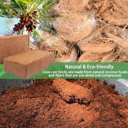 Coco Coir for Plant- 8 Pack Coco Coir Brick- 24 Gallons Coconut Soil with Low EC & PH Balance-Coco Fiber for Herbs& Flowers- High Expansion-Renewable Coco Soil for Planting - size: 8 Pack