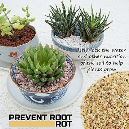 2LBS Horticultural Succulent Rocks Bonsai Mix Succulent Potting Mix Lava Rocks Cactus Soil Potting Mix Amendment - color: Golden Crystals
